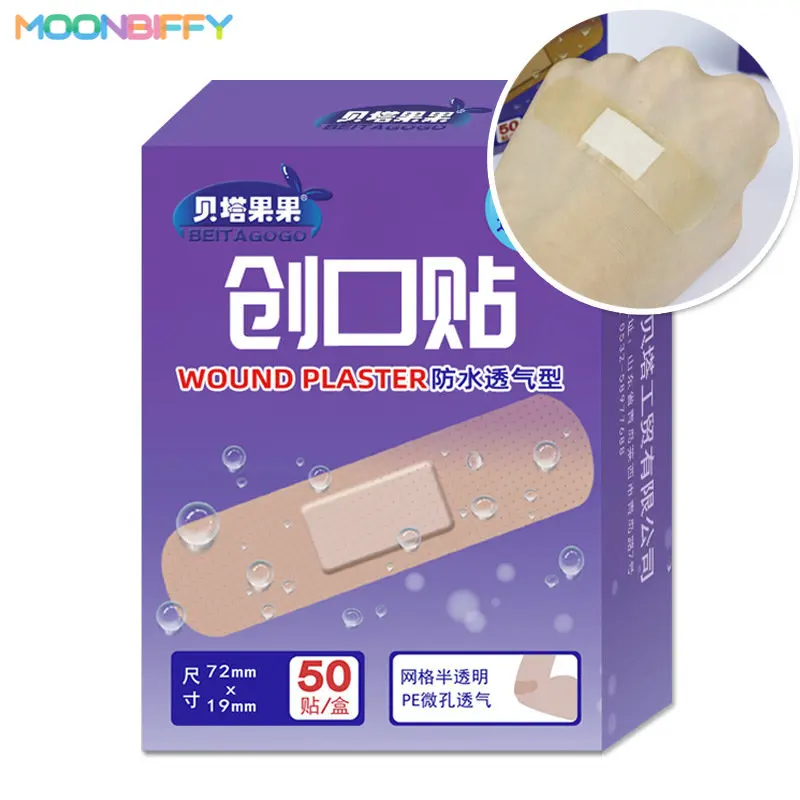 

50 Pcs/set Breathable Hemostatic Adhesive Bandages Home Waterproof First Aid Wound Strips Band Aid Emergency Patch Plaster Kits