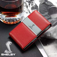 business card case for ford mustang gt500 shelby pu leather magnetic flip cover credit card bank card holder car accessories