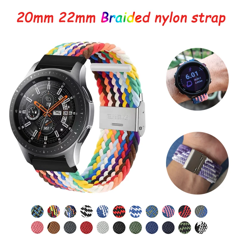 20mm 22mm Band for Samsung Galaxy Watch 4 Nylon Braided Solo Loop Strap for Galaxy Watch 4 Classic 42mm 46mm Amazfit gts 2