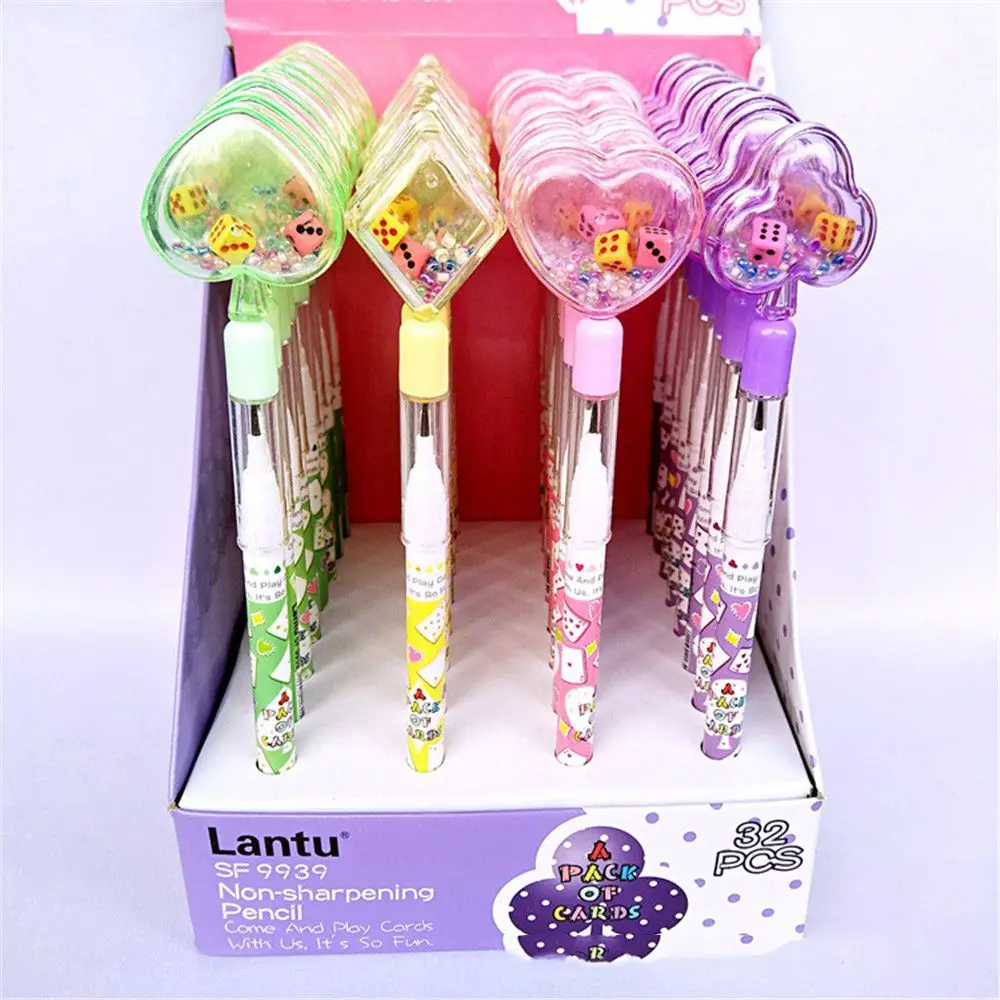 Dice Heart Square Automatic Pencil Cute Mechanical Pencil For Children Writing Pens Stationery Supplies