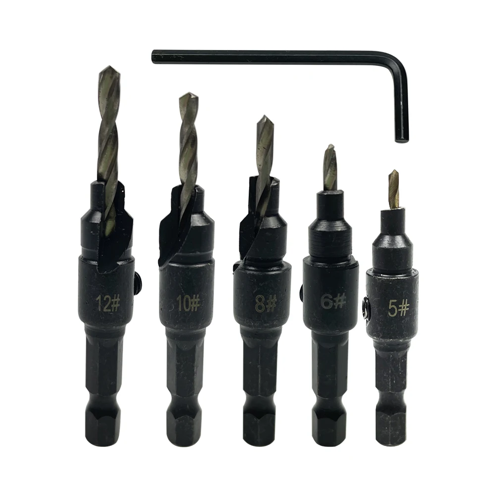 Набор сверл с зенкером комплект из 4/5 насадок для сверления направляющих