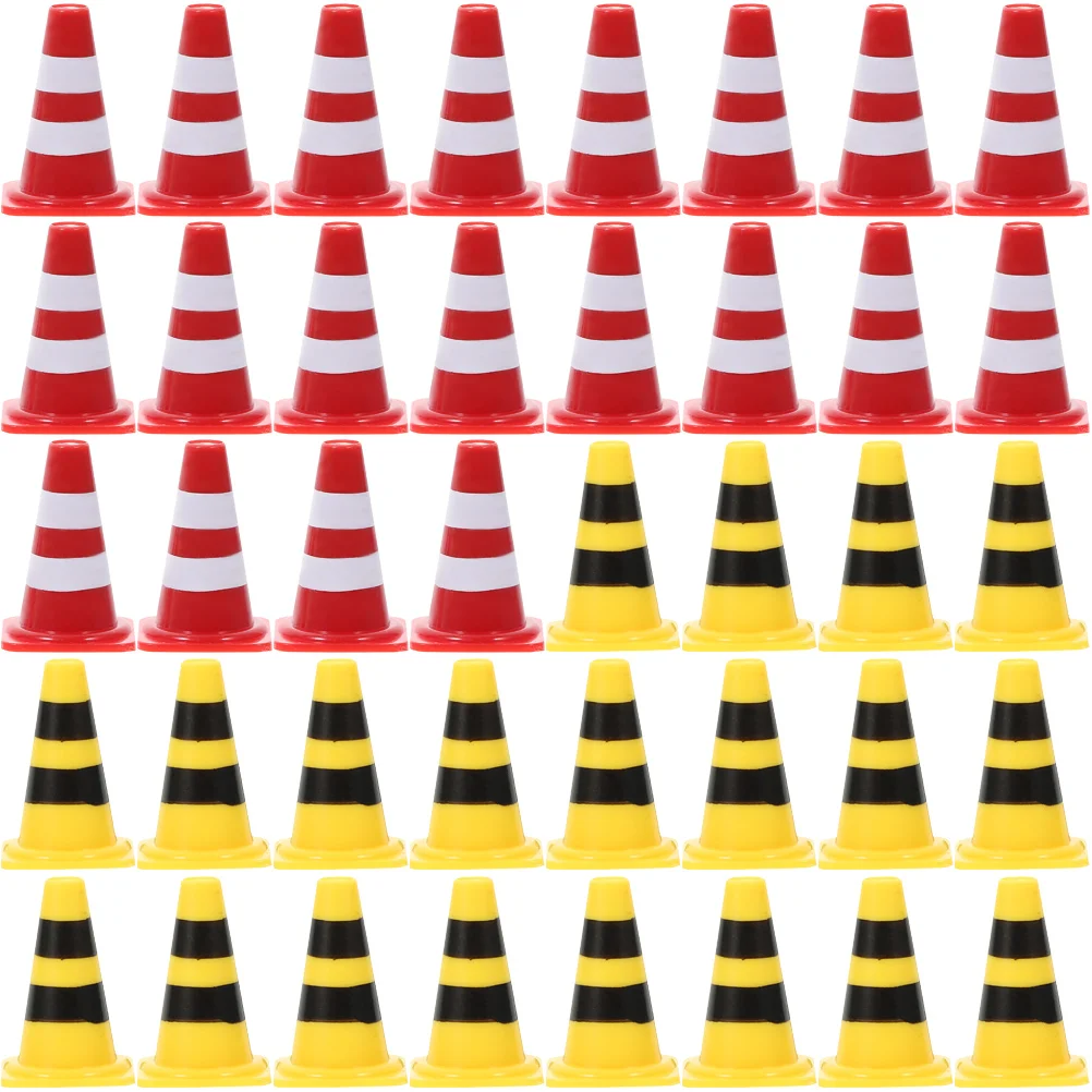 

40 Pcs Road Traffic Toys Mini Signs Children's Scene Miniature Cones Ornaments Plastic Kids Playset