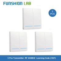 funshion 5 pcs 433mhz universal wireless remote control 86 wall panel rf transmitter receiver 1 2 3 button for home light switch