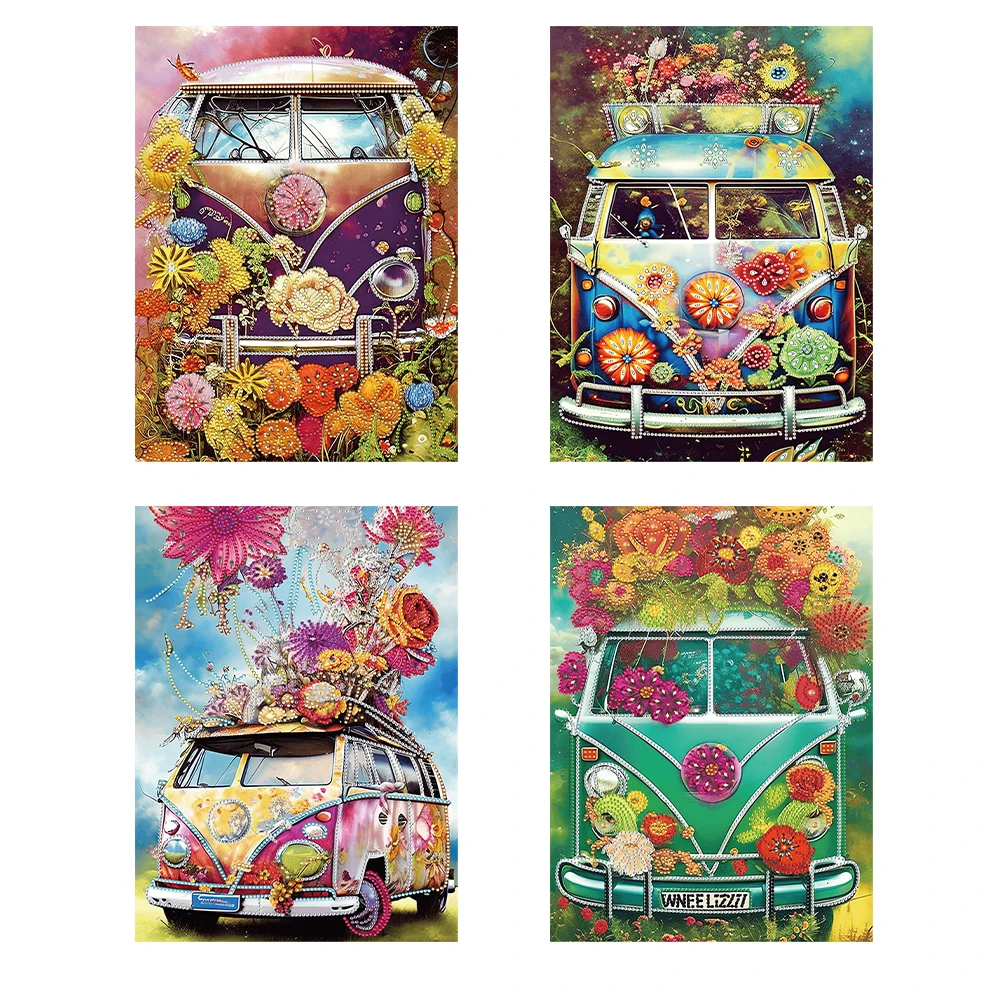 

30*40CM 5D DIY Flower Car Partial Special-Shaped Drill Diamond Painting Kit Home Decoration Art Craft Mosaic Painting