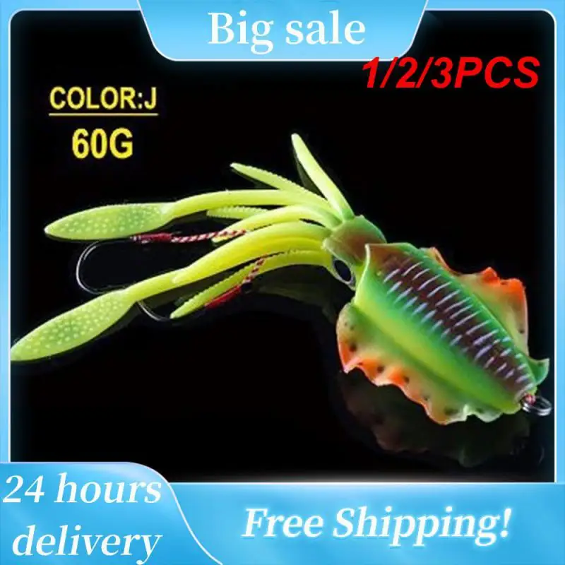 

1/2/3PCS Fake Bait Deep Sea Boat Bait High-quality Goods For Fishing Sea Bait Fishing Accessories Bionic Squid Bait 15cm/60g