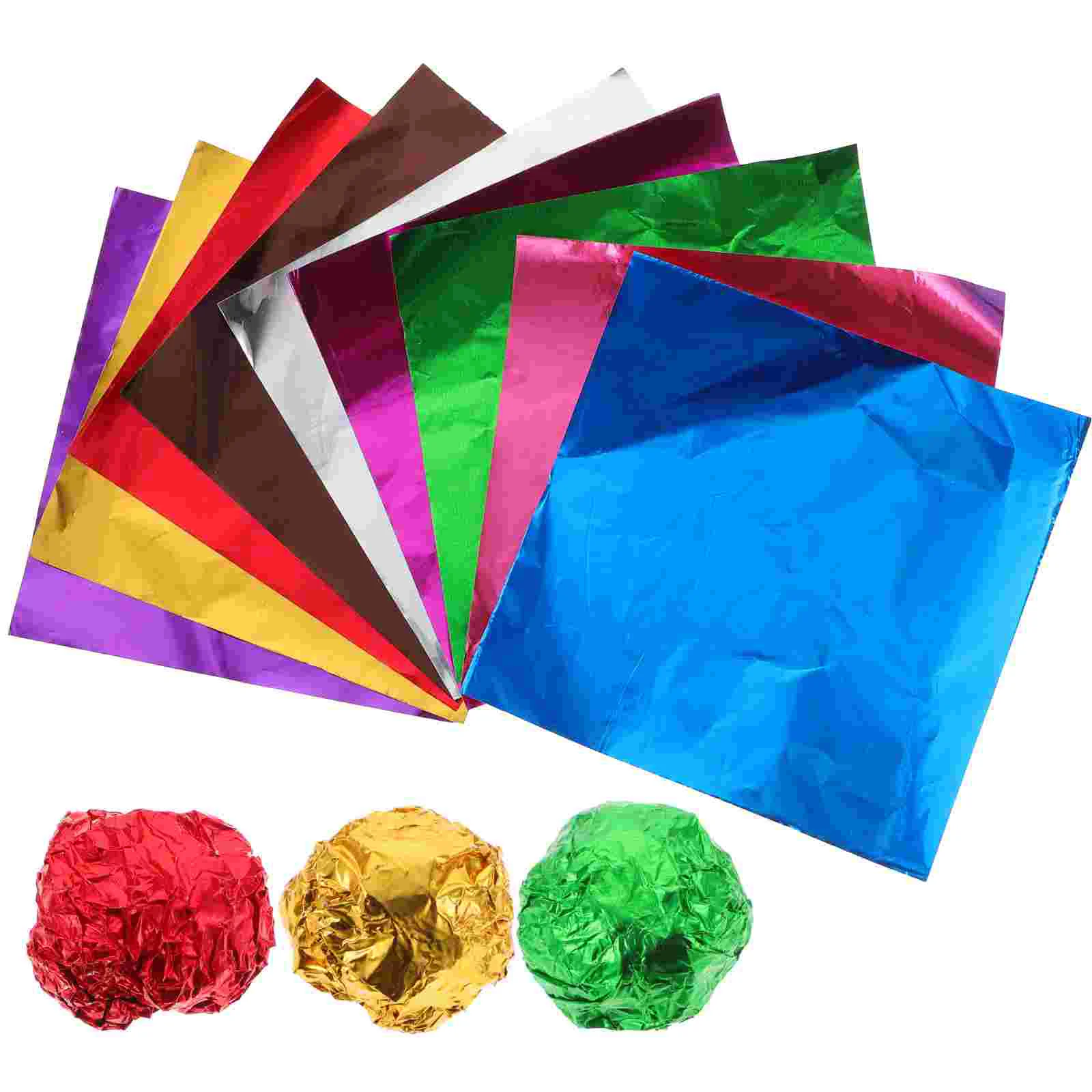 

900 Pcs Chocolate Wrappers Multi-function Packing Paper Colorful Decor Aluminum Foil Food Candy Packaging Square Small