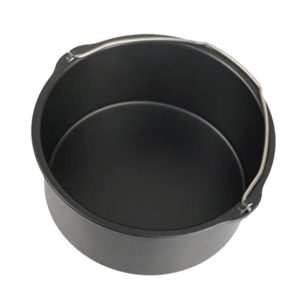 

With Handle Baking Tin Non Stick Pizza Pan Large Capacity Easy Clean Air Fryer Use DIY Basket Cake Barrel Sturdy Steel Bread