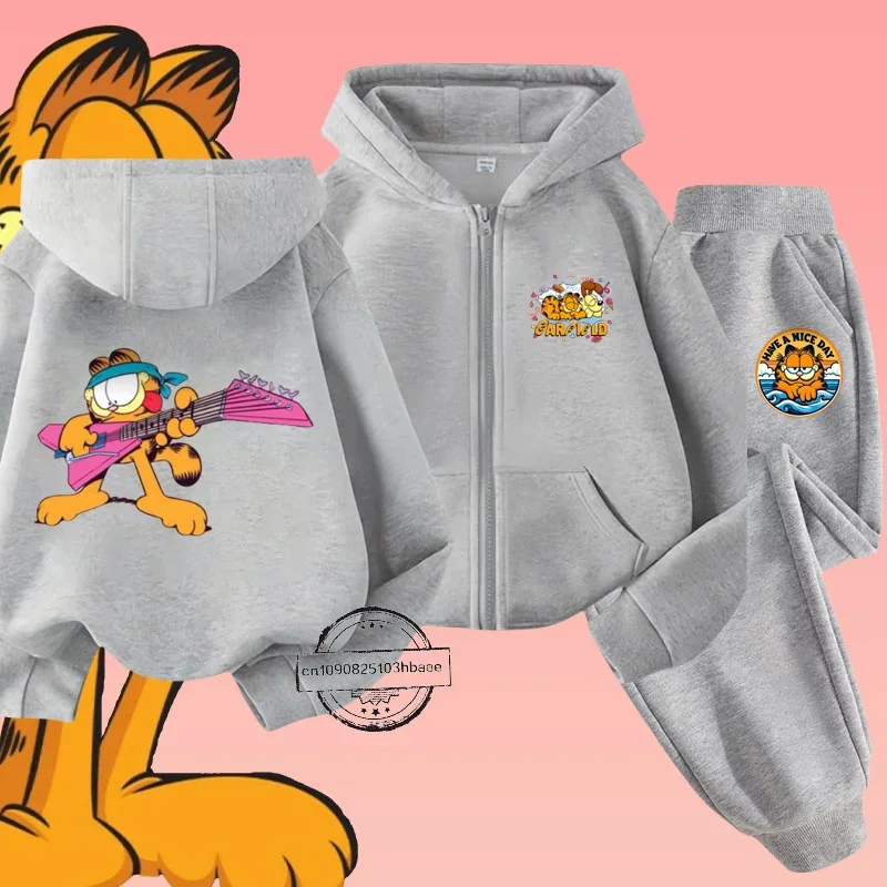 Комплект Детской Одежды С Принтом Гарфилда На Молнии Длинными Рукавами