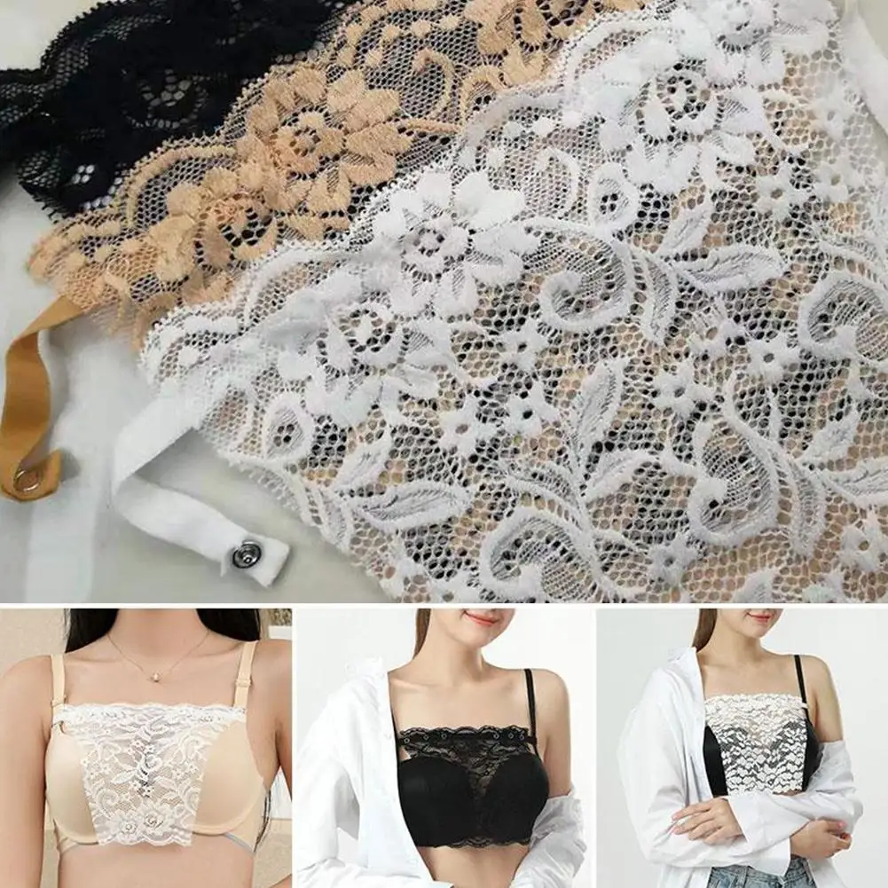 

Lace Privacy Invisible Bra Cleavage Cover Up Camisole Anti Peep Tube Top Woman Breathable Adjustable Clip-on Hide Underwear 1pcs