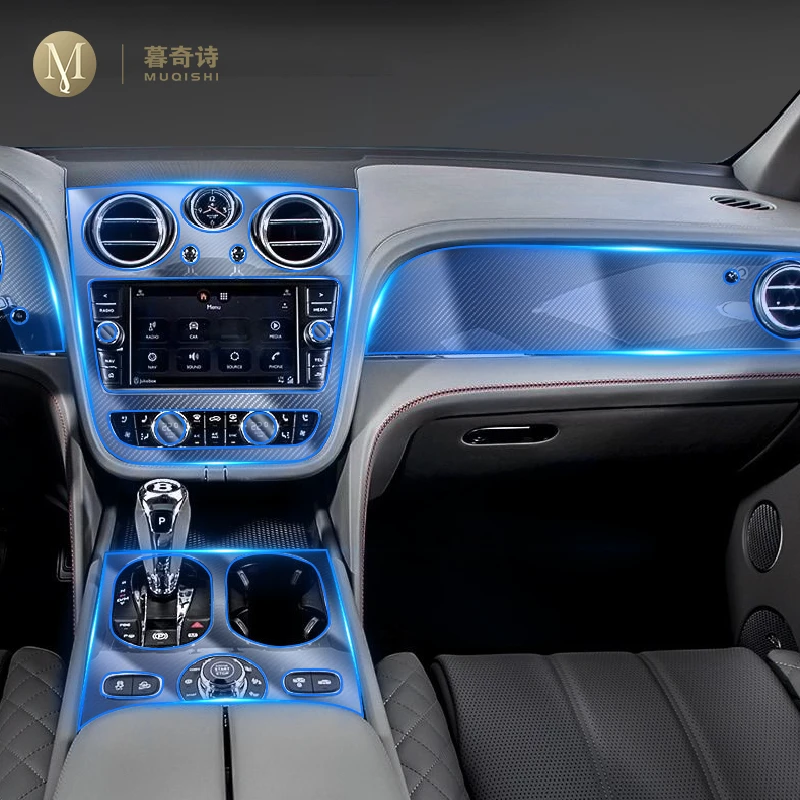 

For Bentley Bentayga 2016-2019 Car interior accessories film transparent TPU console Anti-scratch resist film Radio display Film