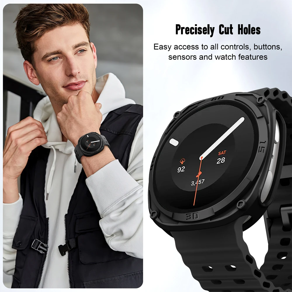 Фото Прочный чехол для Samsung Galaxy Watch 9/8 (44 мм, 40 мм), защитный бампер из твердого поликарбоната, защитная рамка, защитная накладка для Galaxy Watch 9 №5