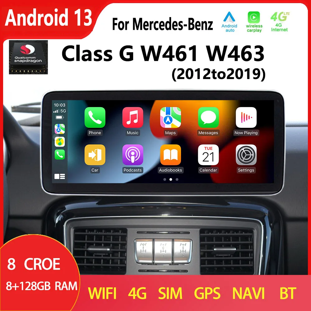 

W461 Android 13 беспроводной CarPlay для Mercedes Benz G класса W463 Автомагнитола GPS-навигация мультимедийный плеер HD сенсорный экран