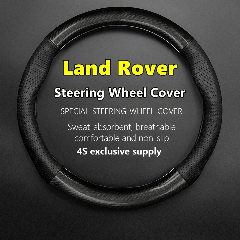 

For Land Rover Steering Wheel Cover Leather Carbon Fiber Fit Freelander Defender Discovery Range Rover Evoque