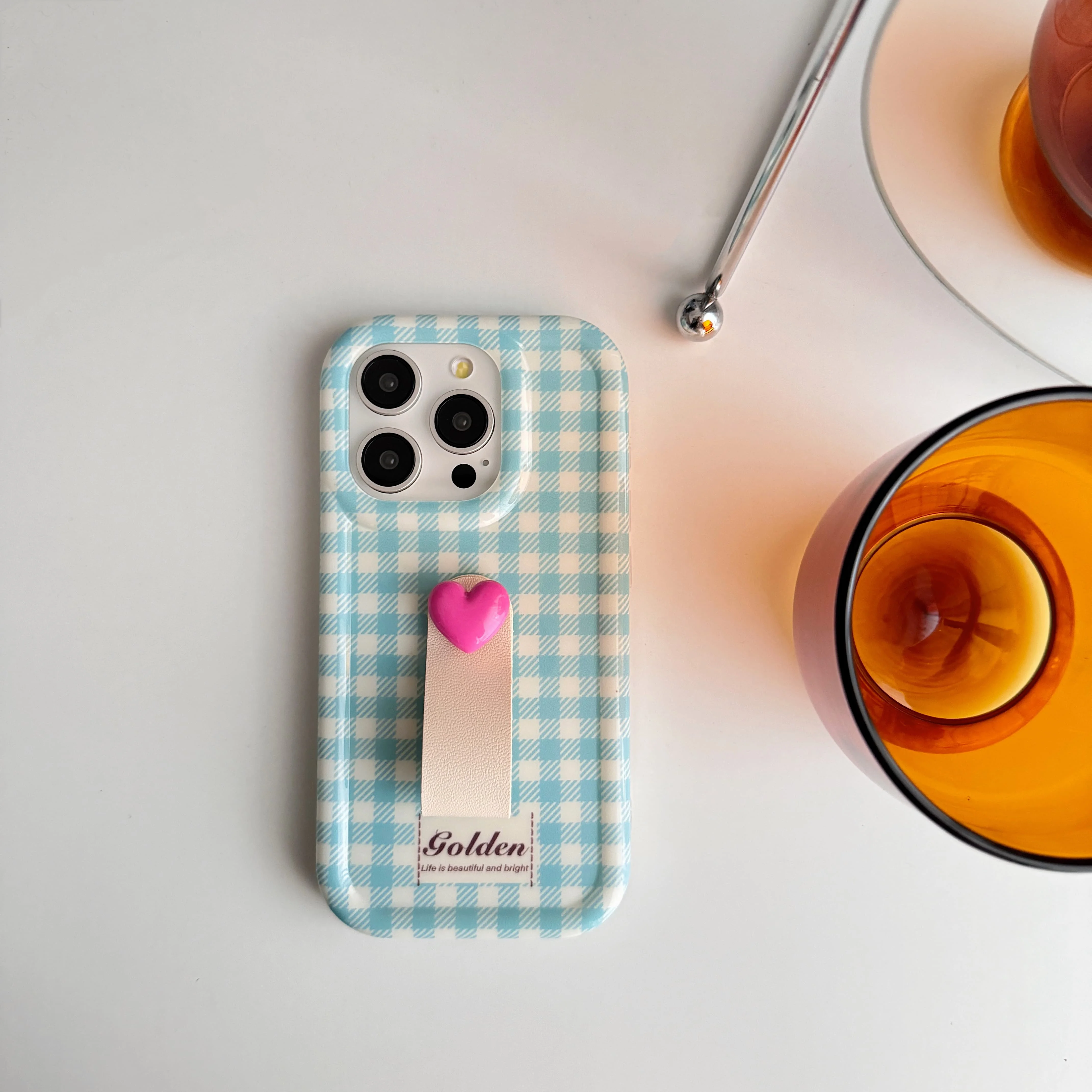 Корейский стиль Instagram шикарный винтажный синий шашки 3D кольцо ремешок Модный