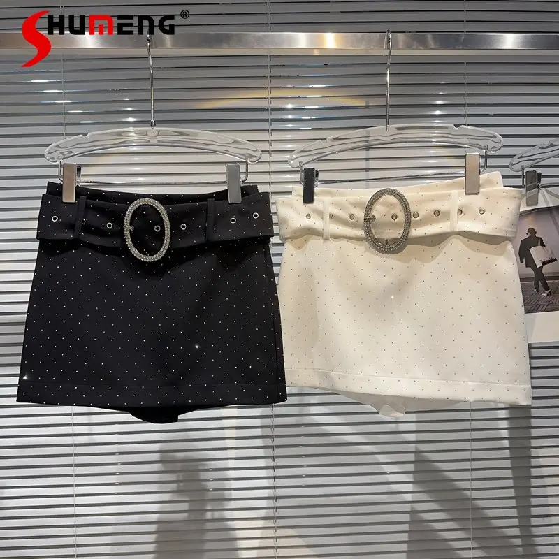 

Women's Versatile Short Skirt 2023 Summer New Starry Hot Rhinestone Anti-Exposure Underpants Hot Girl Socialite Short Hip Skirt