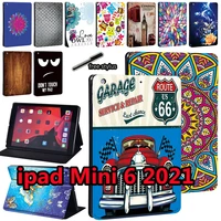 cover for apple for ipad mini 6 8 3 inch 2021 a2567 a2568 a2569 hot pattern print leather stand tablet case for ipad mini 6