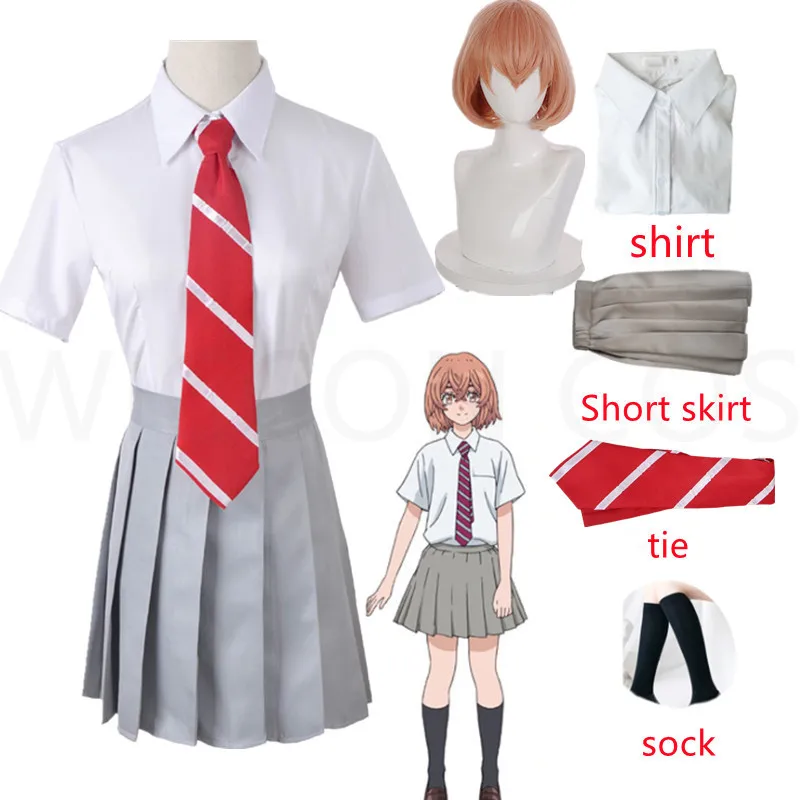 

Аниме Tokyo Revengers Tachibana Хината Косплей Костюм JK школьная одежда футболка галстук юбка носки saias одежда на Хэллоуин