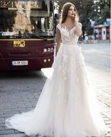 charming boho wedding dress a line o neck appliques spaghetti straps tea length bridal gowns custom for women vestidos de noiva
