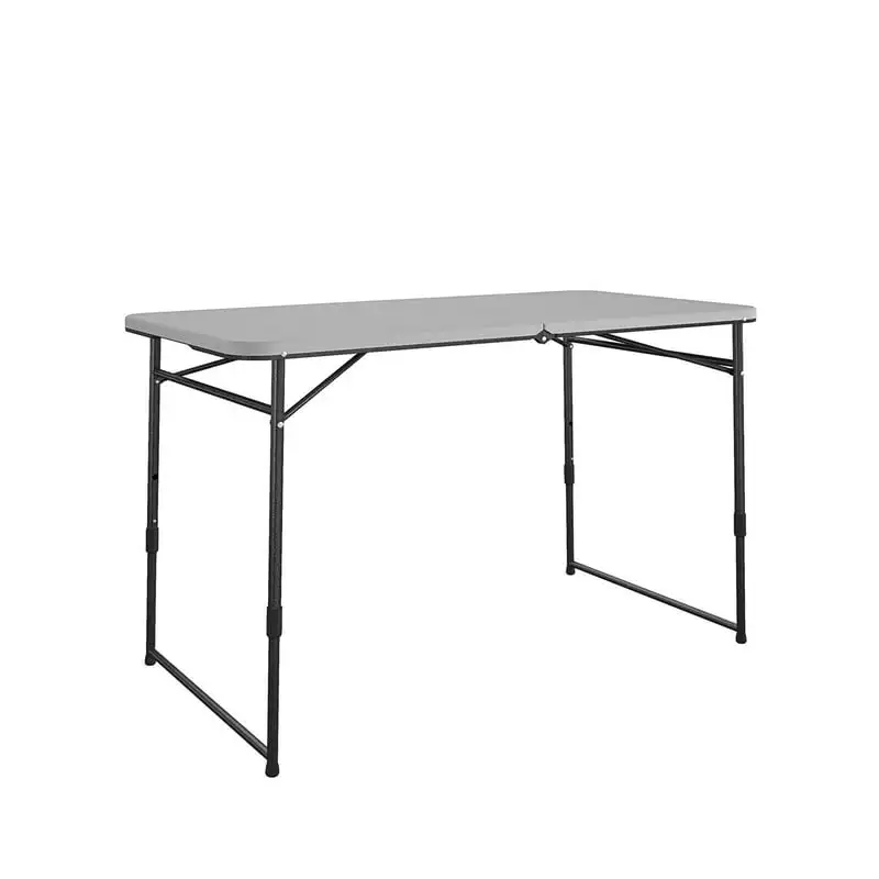 

4 ft. Fold-in-Half Portable Utility Table, Gray, Indoor/Outdoor, Great for Crafting, Tailgating, & Camping