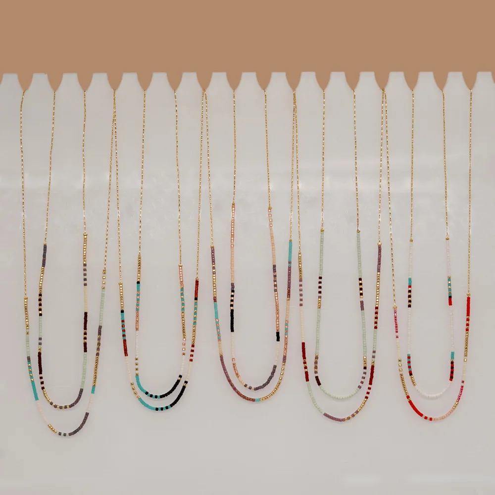 

Simple Seed Beads Strand Choker Necklace Women String Collar Charm Colorful Handmade Bohemia Collier Femme Jewelry Gift