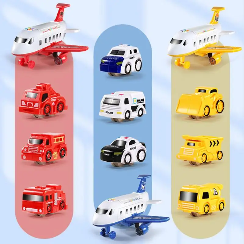 

Airplane Toy Kids Plane With Light And Sound Engineering Theme Vehicles Car Toy Transport Cargo Airplane With Construction Cars
