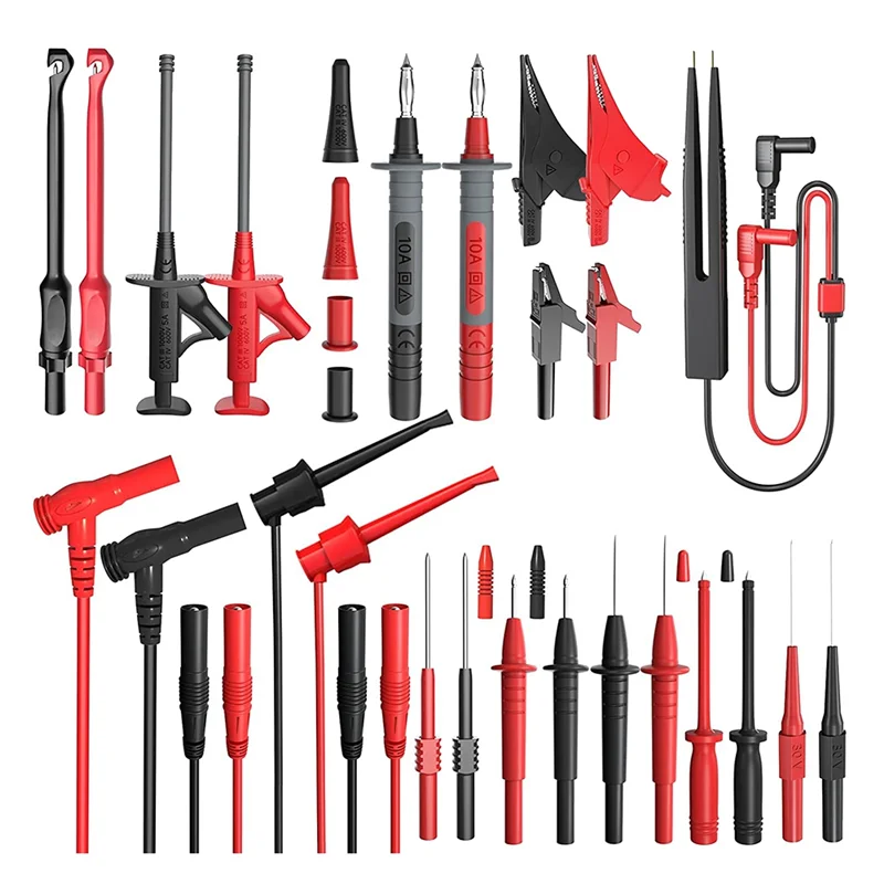 

25PCS Silicone Multimeter Test Lead Kit with Replaceable Threading Probes Alligator Clips Test Hook Clips