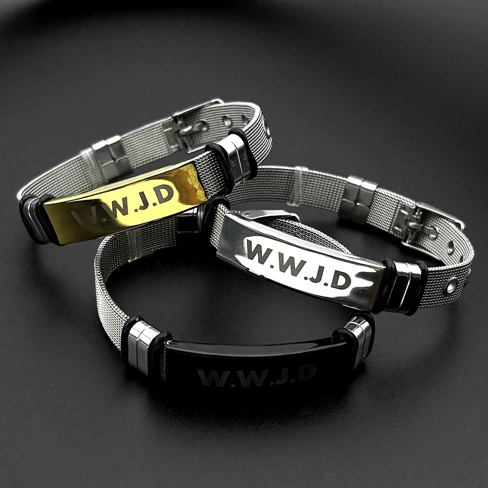 Фото Браслет WWJD (Что бы сделал Иисус) — христианское украшение, регулируемое, из нержавеющей стали, для церковных служб, повседневной носки, в подарок. №5