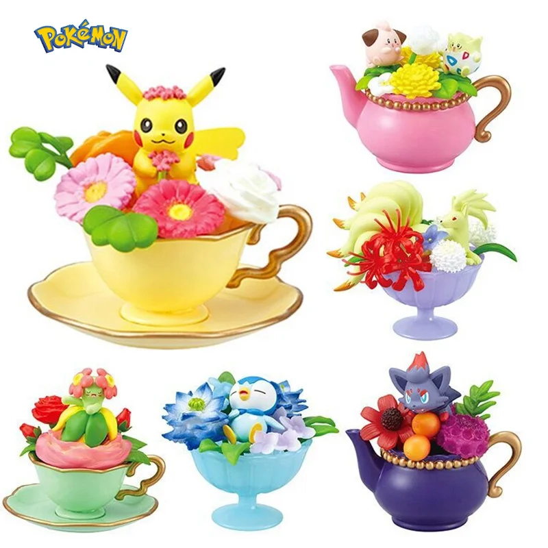 

Pokemon Figures Floral Cup Collection Bikachu Pocket Monster Anime Figure Kawaii Toy Model Hand Made Anime Dolls Toys Gift
