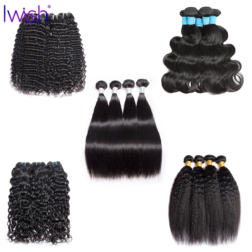 

Wholesale Brazilian Kinky Curly Hair Weave Bundles Human Hair Bundles Body Deep Water Wave Straight Weft Extensions For Women