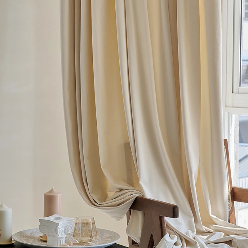 

Custom Creamy White Curtain Light Luxury Curtains for Living Room Bedroom Partition Anti Cold Insulating Thermal Window Screens