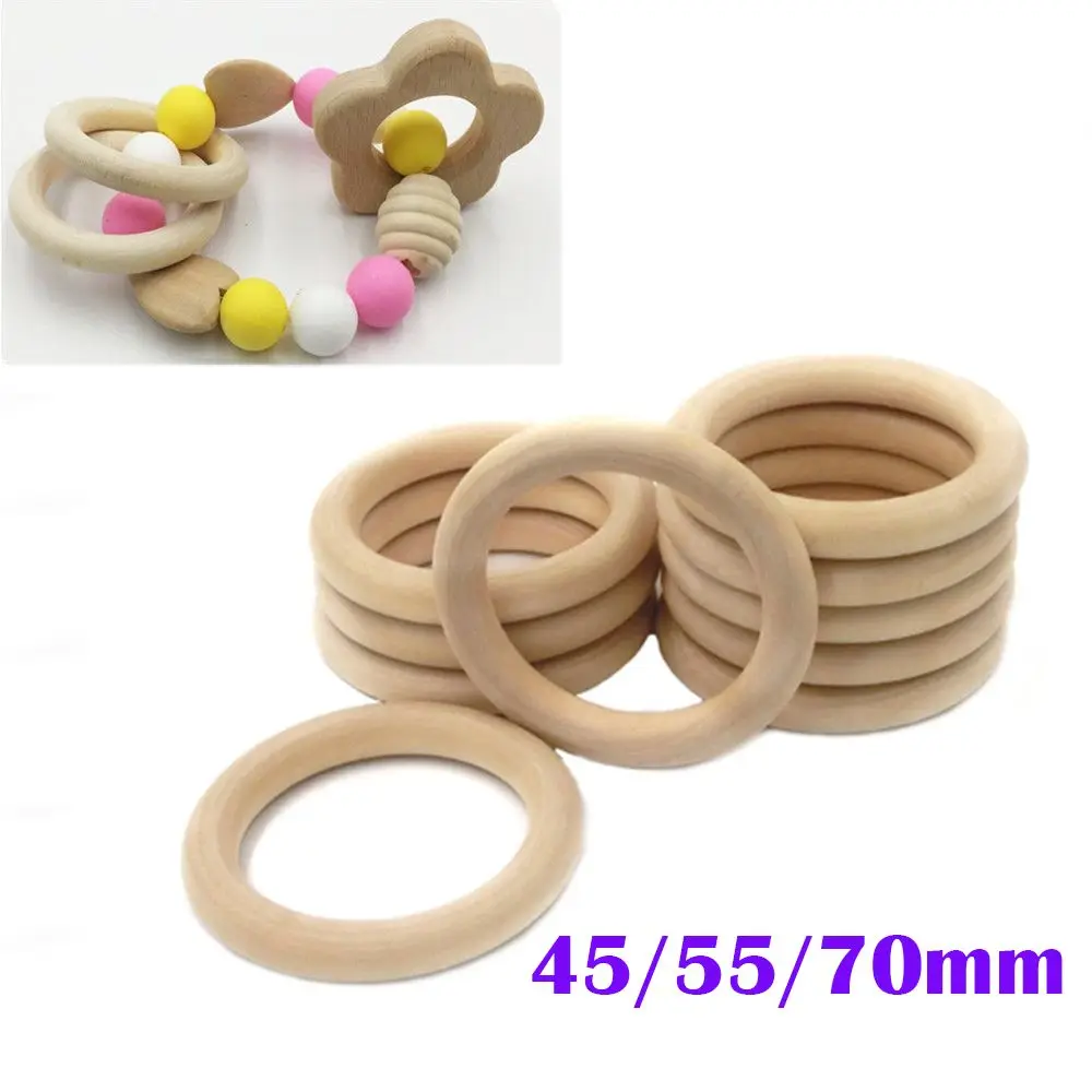 

20pcs Safe Baby Teether Natural Wooden Teething Toys Rings Unfinished Wooden Bracelet Craft Jewellery Making DIY Craft Baby Toys