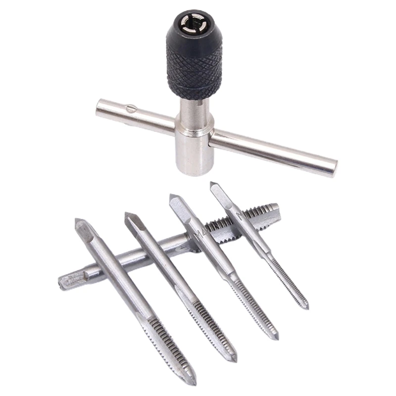 

6 Pcs Tap Drill Wrench Tapping Threading Tool T-shaped Tap Wrench Design for Hand Tapping Operation 3mm-8mm for DIY M4YD