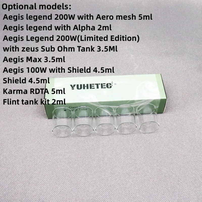 

5PCS YUHETEC GLASS Beaker for GeekVape Aegis legend 200W with Aero mesh / Aegis legend with Alpha / Aegis Max / Shield 4.5ml