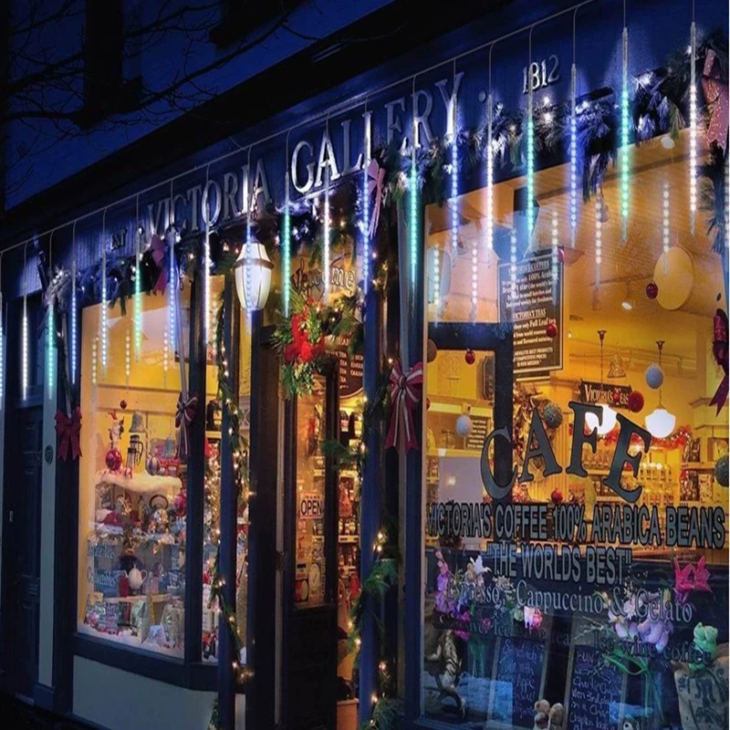 

LED Meteor Shower Lights 30 And 50 CM 8 Sets Of Curtain Lights Christmas Day Lights Lighting Project Bar Garden Decoration Light