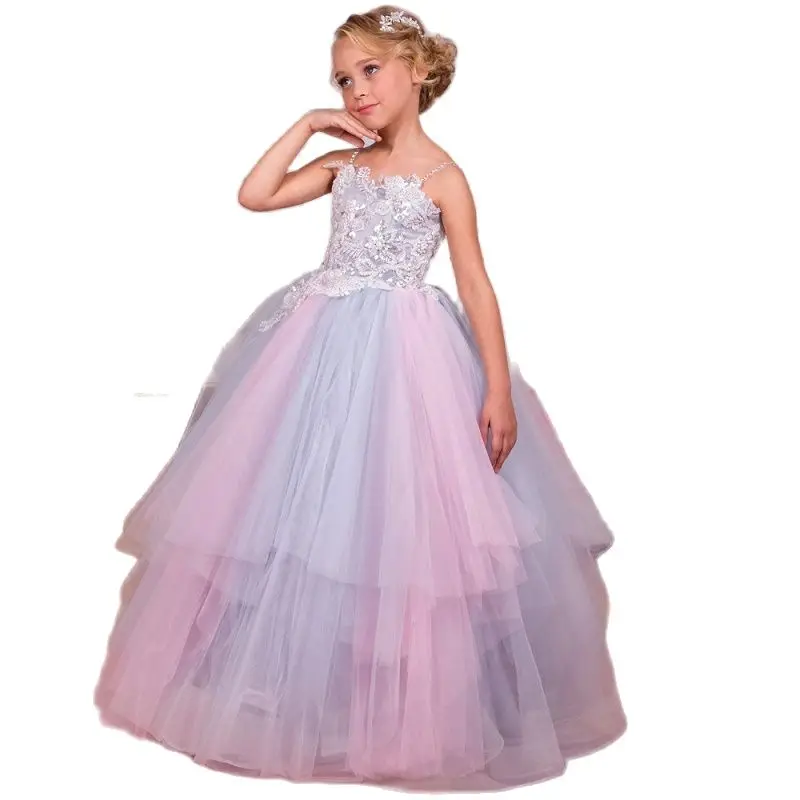 PP6190 новое модное платье с радужными цветами на бретельках для девочек свадьбу