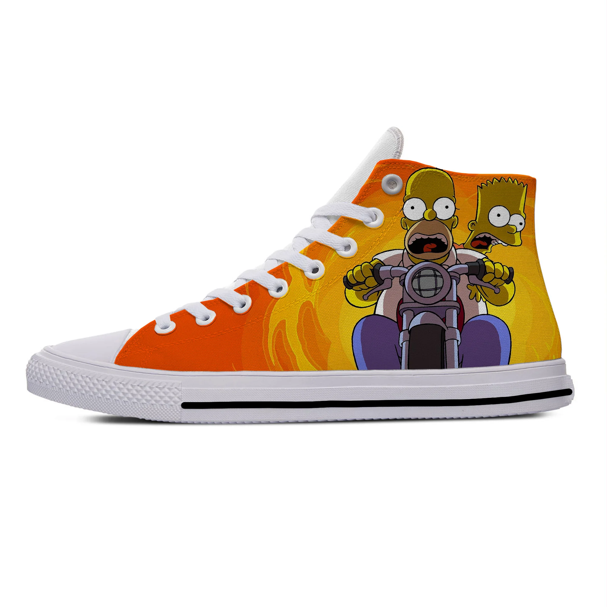 

Кроссовки мужские/женские холщовые, классические дышащие кеды с высоким берцем, мультяшный Рисунок Аниме, Simp Son, легкая обувь для доски