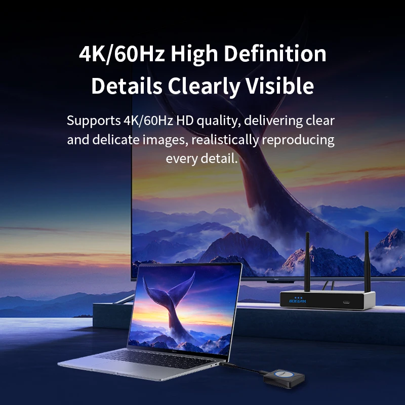 Фото Комплект беспроводного дисплея Plug & Play 4K, ключ USB-C и USB-A, приложение не требуется для BYOD №2