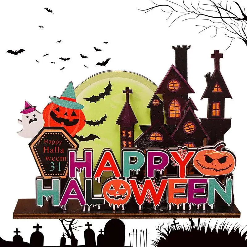 

Halloween Pumpkin Ornaments Wooden Tabletop Signs Cute Tiered Tray Decorations For Halloween Party Farmhouse Living And Home