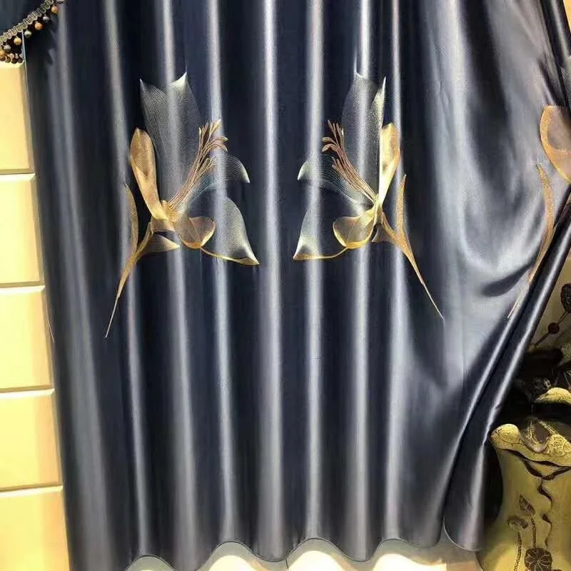 Шторы с вышивкой в виде лилии Роскошные роскошные занавески из королевского