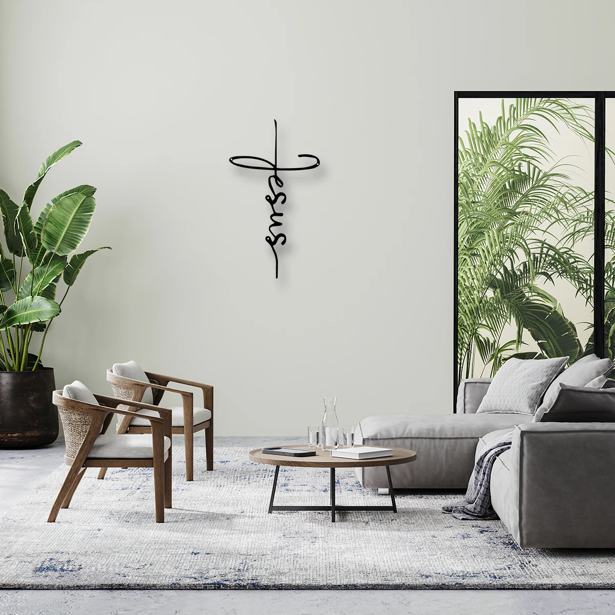 Металлические знаки с Иисусом черные силуэты фотообои для столовой кухни кафе