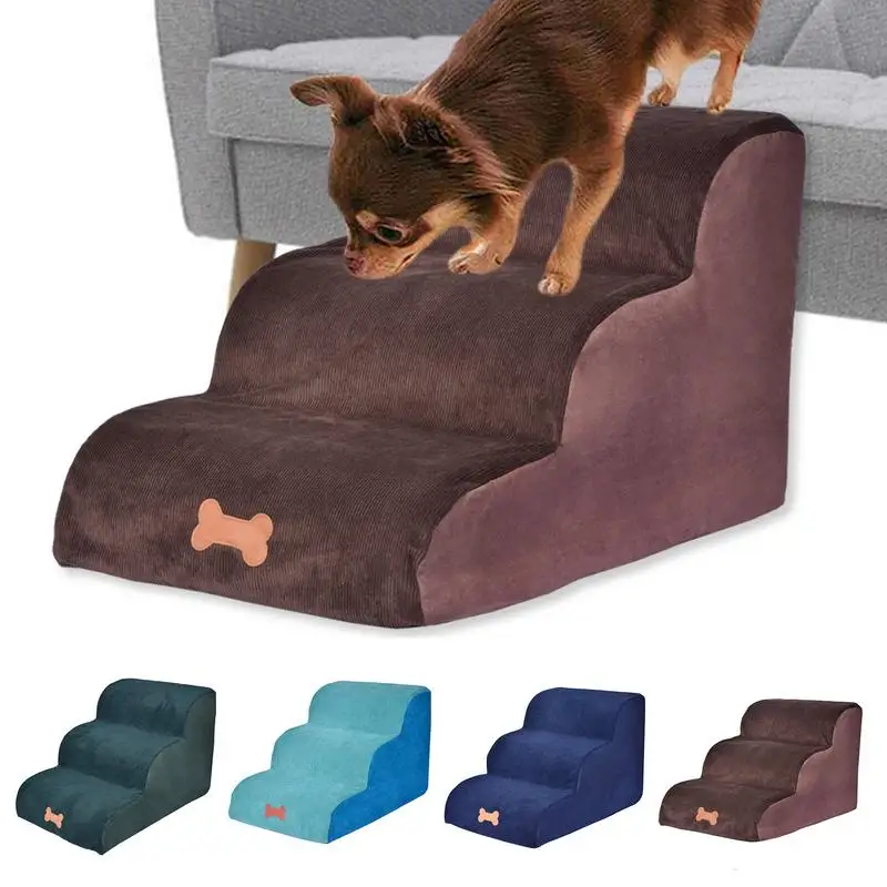 

Pet Stairs 3 Steps Non-Slip Stairs For Small Dogs And Cats High Density Sponge Ramps For Bed Sofa With Washable Cover Pet Stair