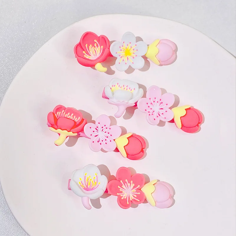 

Women Girls Cute Flowers Hair Clips Sweet Pink Tulip Hair Decorate Hairpin Bangs Side Duckbill Barrette Fashion Hair Accessories