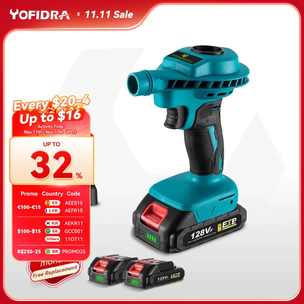

Yofidra Vacuum Clean Inflator Air Dust Machine 2 IN 1 Dual Use Computer Dust Removal Swimming Ring SuctionFor Makita 18VBattery