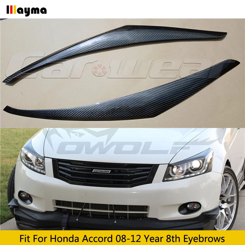 

Accord 8th углеродное волокно, налобный фонарь, веко для бровей для Honda Accord 2.0L 2.4L 2008-2012, декоративная наклейка на передсветильник