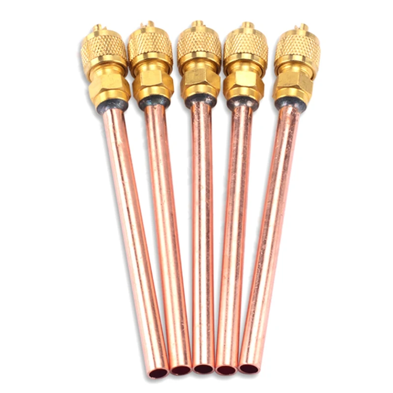 

5 Pieces Of Gold 120Mm Wall Thickness 0.65Mm Air Conditioning Refrigerator Filling Valve Maintenance Valve Check Valve