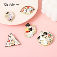 cartoon yuzuru hanyu brooches buckle enamel pin japanese skating athletes jewelry button lapel badges for fans collection