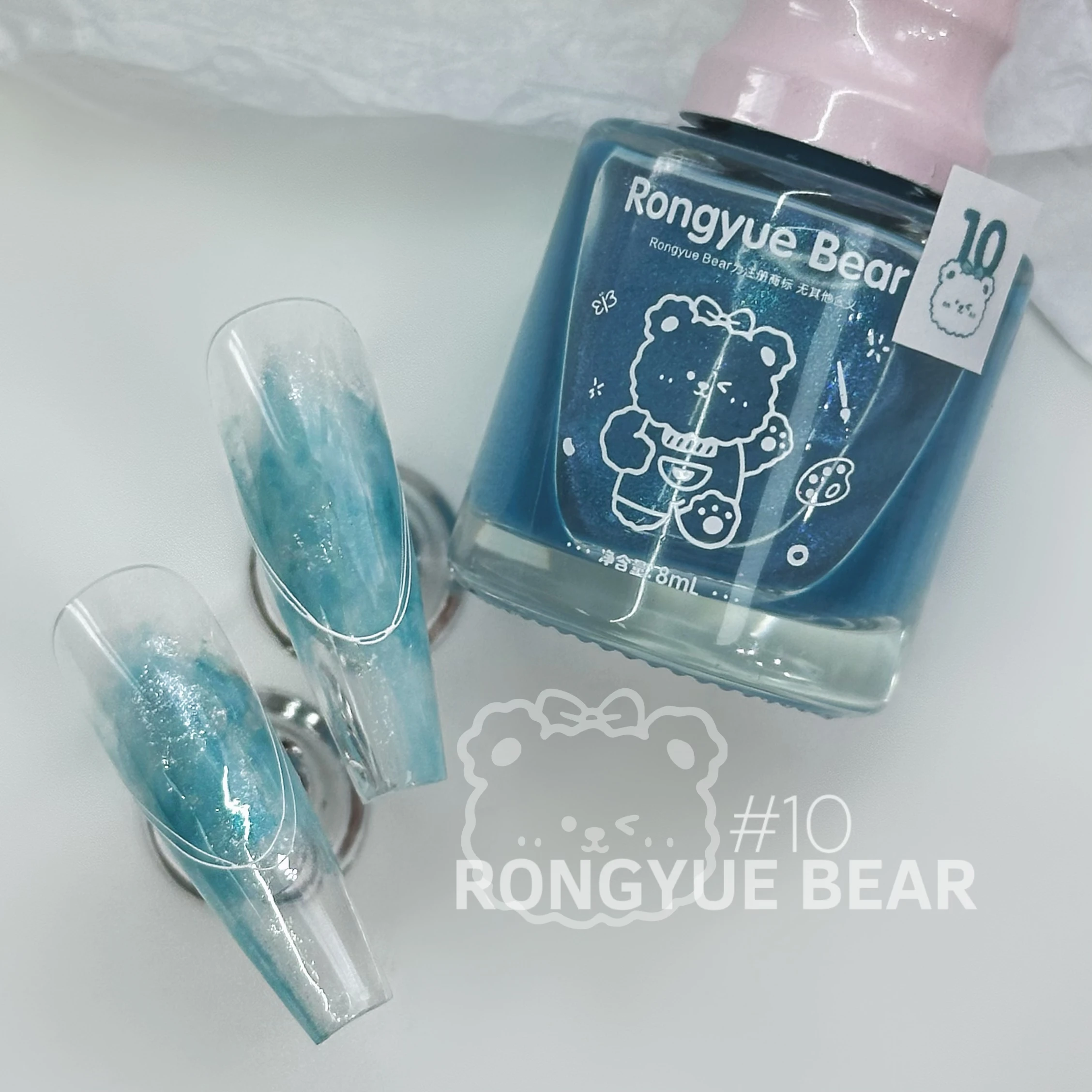 Rongyuebear High quality 12 colors Fairy powder water dye paint set Popular 2024 New Fashion Hot sale Nail art kit salon