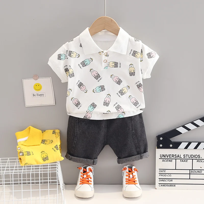 

New Children Cotton Baby Boys Girls Clothes Summer Fashion Cartoon Bear T-shirt Shorts 2Pcs/sets Infant Kids Toddler Tracksuits