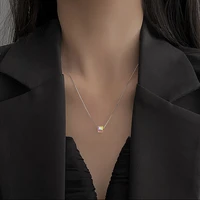 2022 simple casual silver color chain necklace crystal pendant chocker