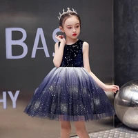 summer new fluffy skirt european and american starry girl princess skirt dance party performance childrens sweet dress